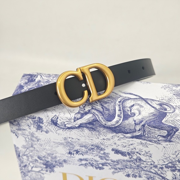 Dior Black Leather Belt with Gold CD Buckle - Picture 8 of 9